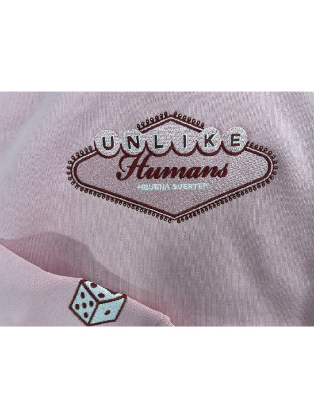 Unlike Humans Casino Pink Hooded Sweatshirt Aces Dice Graphics Unisex Size M NWT - Picture 3 of 8